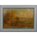 Alfred East (1849 - 1913), autumn landscape, oil on canvas, signed, 60cm x 90cm, framed Good