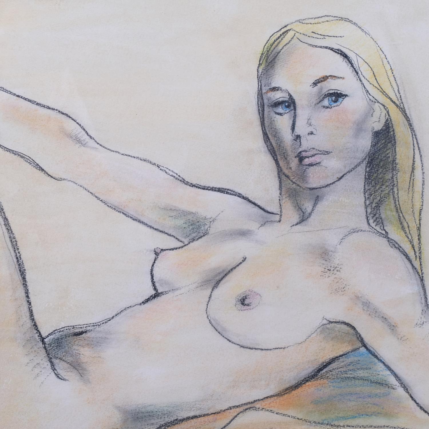 Ronald Cameron (1930 - 2013), nude life study, coloured pastels, signed, 51cm x 72cm, framed Good - Image 2 of 4