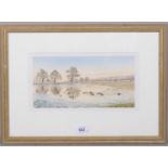 Felicity Flutter, 5 landscapes, watercolours, largest 13cm x 26cm, framed (5) Good condition