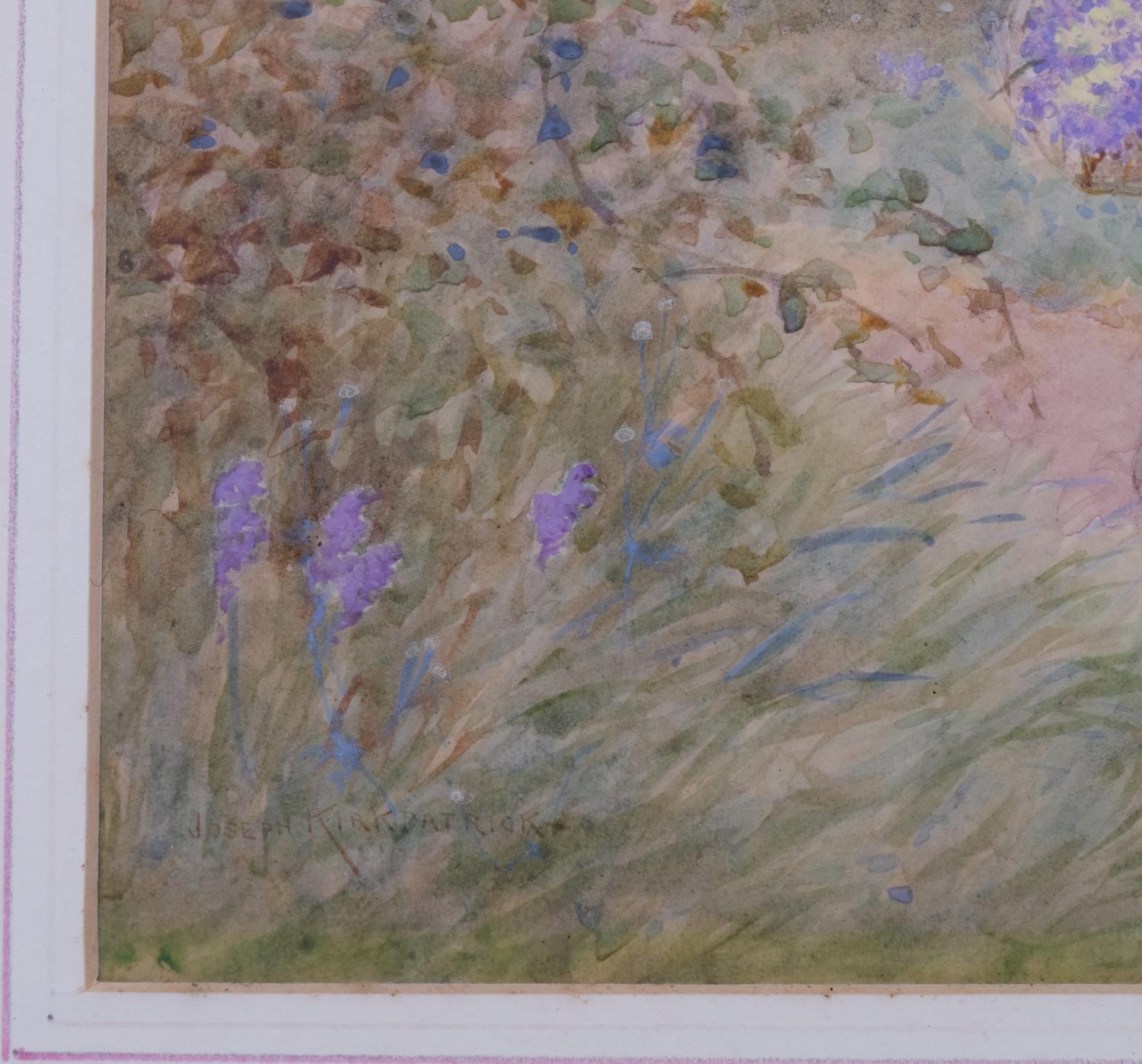 Joseph Kirkpatrick (1872 - 1930), girl and calf amongst the hyacinths, watercolour, signed, 23cm x - Image 3 of 4