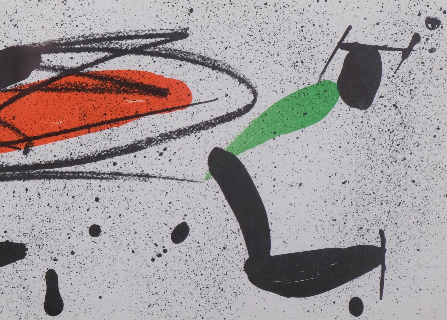 Joan Miro, invitation card, original lithograph for 1973 exhibition, sheet 16cm x 50cm, framed - Image 2 of 4