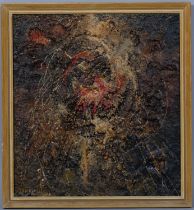 G Zambelli, impasto abstract composition, oil on board, signed and dated '66, 38cm x 38cm, framed