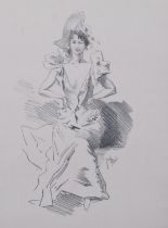 Jules Cheret (1836 - 1932), portrait of a woman, pencil on paper, signed, 41cm x 28cm, mounted