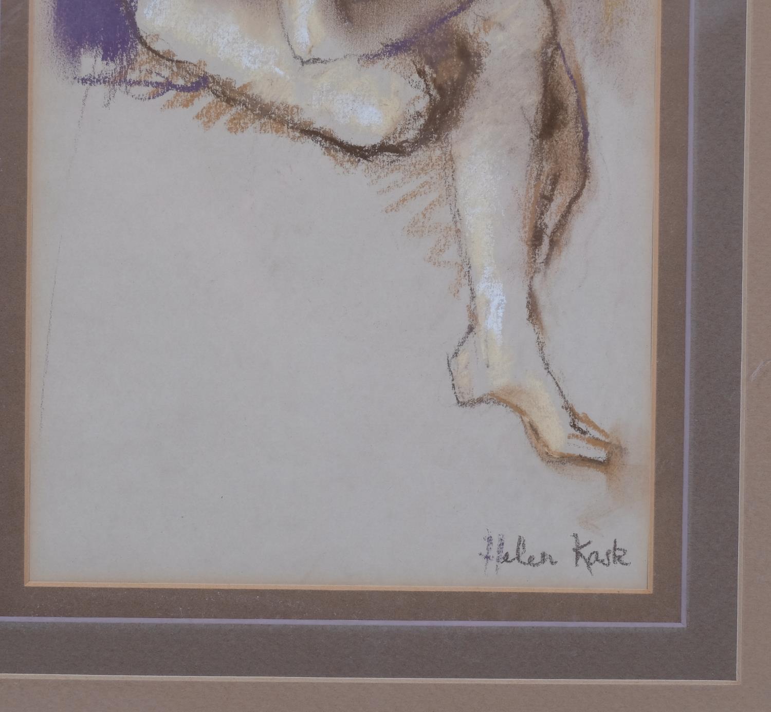 Helen Kask, nude life study, coloured pastels, signed, 28cm x 18cm, framed Good condition - Image 3 of 4