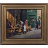 M J Sanders, the Latin Quarter Paris, oil on board, signed, 37cm x 46cm, framed Good condition