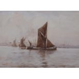 Arthur Burgess, Thames barges, watercolour, signed, 28cm x 37cm, framed Good condition