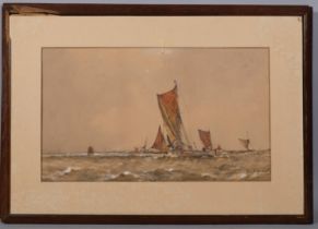 Fred Dade, pair of marine scenes, watercolours, signed, 30cm x 49cm, framed Paper discolouration
