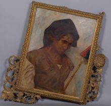 Portrait of an Italian woman, late 19th/early 20th century oil on canvas, unsigned, 50cm x 38cm,