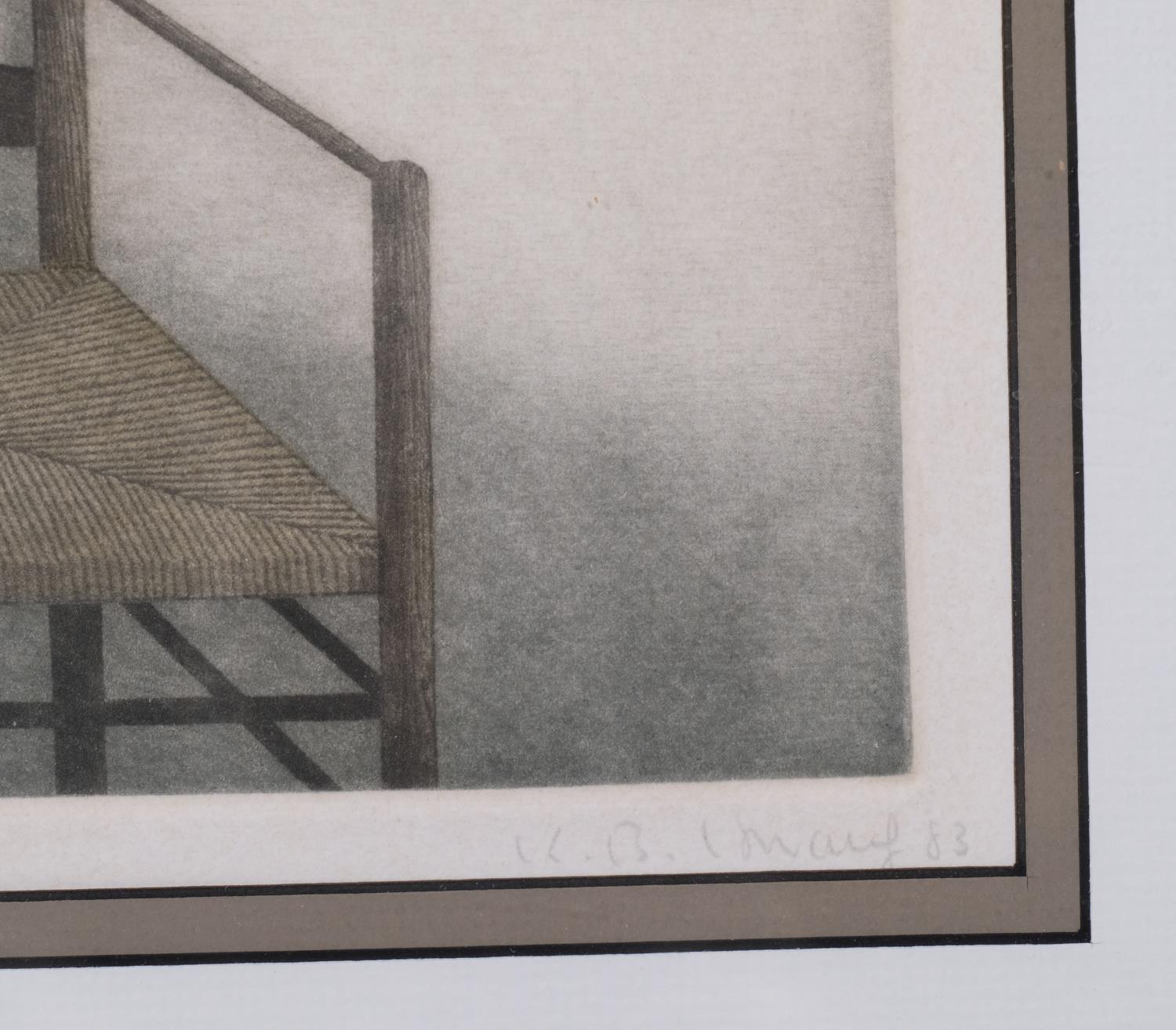 Kyu-Baik Hwang (born 1932), Two Chairs, coloured etching, artist's proof, signed in pencil, plate - Image 3 of 4