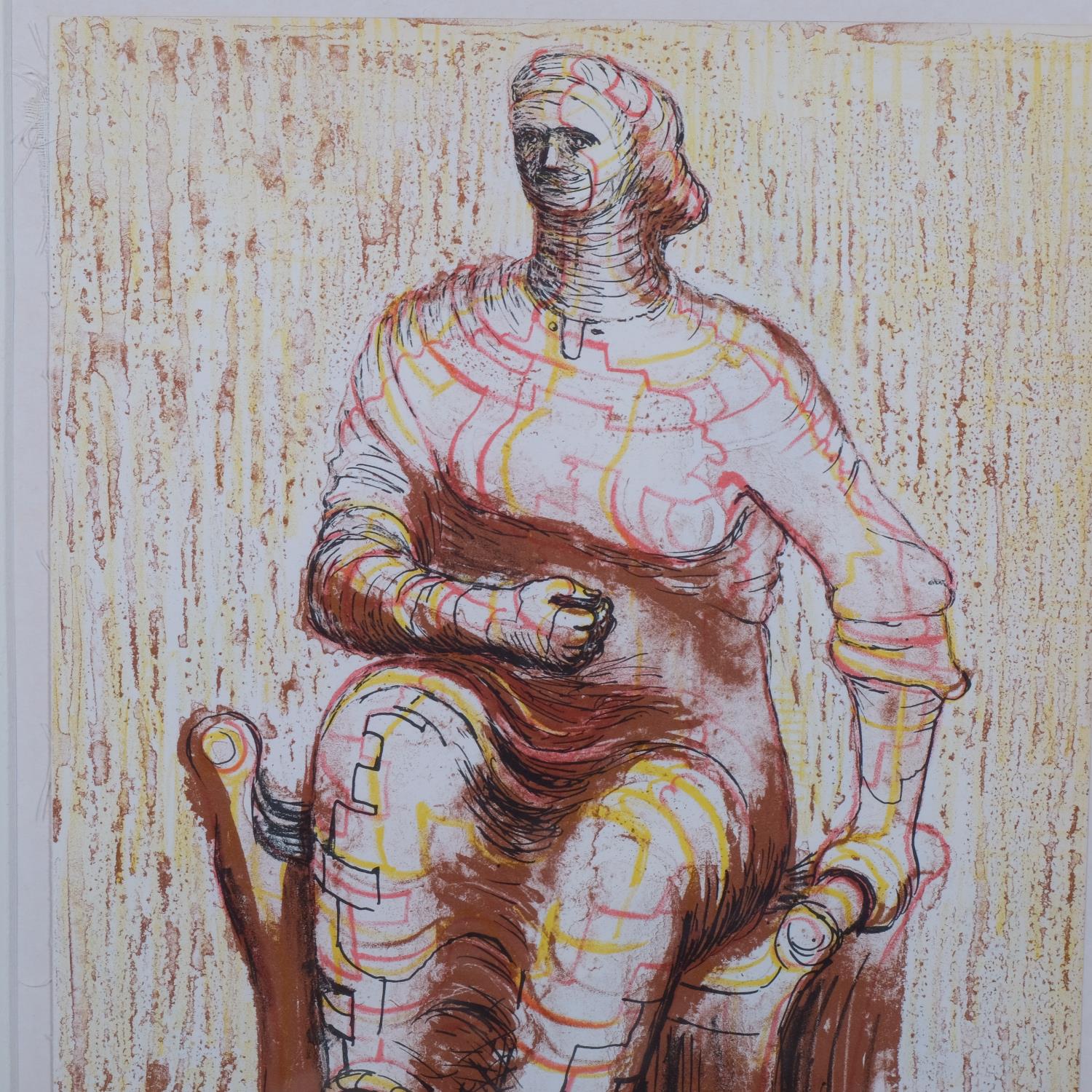 Henry Moore, seated figure, 1950, plastic plate specimen printing, lithograph by WS Cowell, image - Image 3 of 4