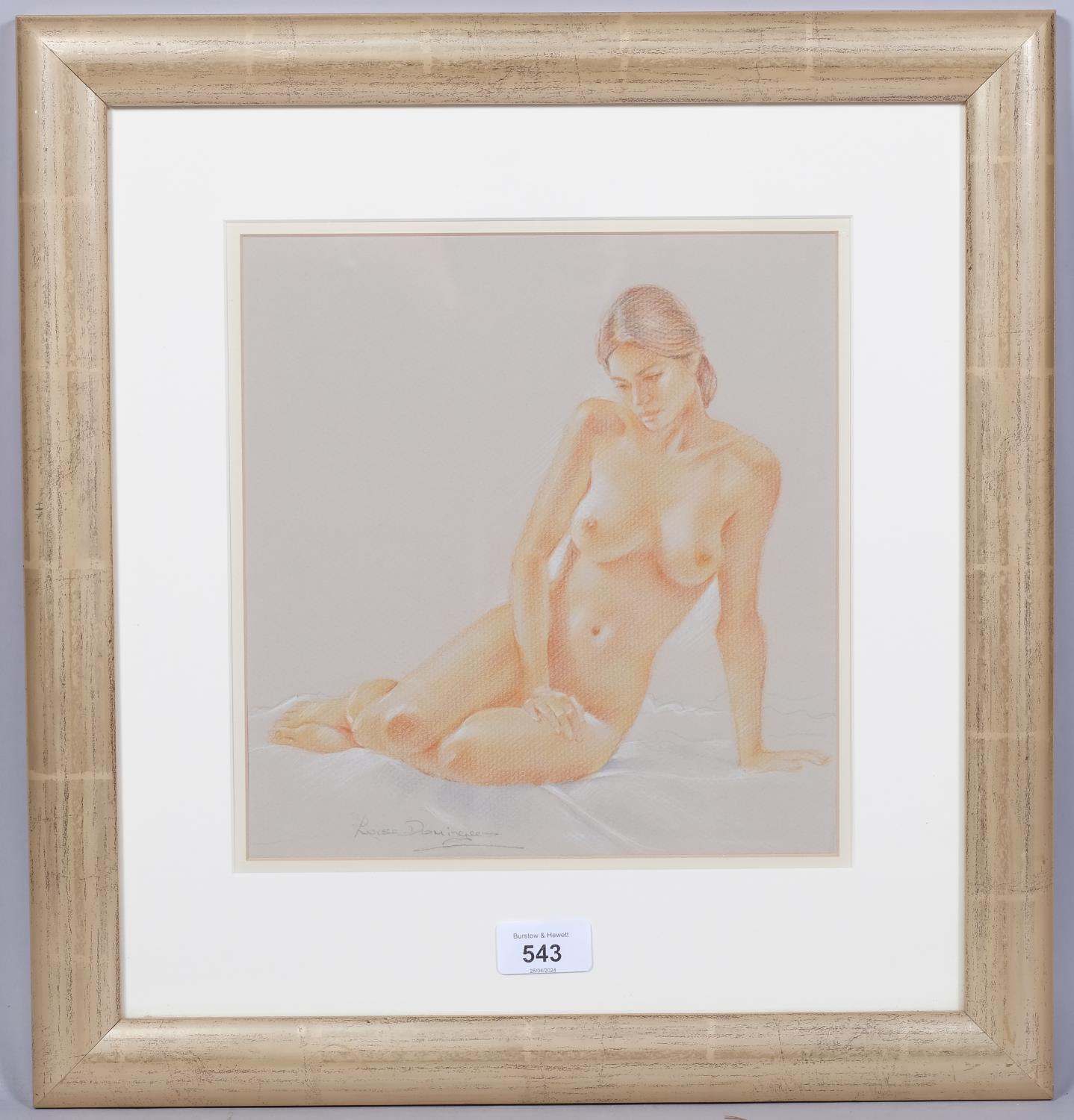 Luisa Dominguez, nude life study Isabel, coloured pastels on paper, signed, 25cm x 25cm, framed Good - Image 2 of 4