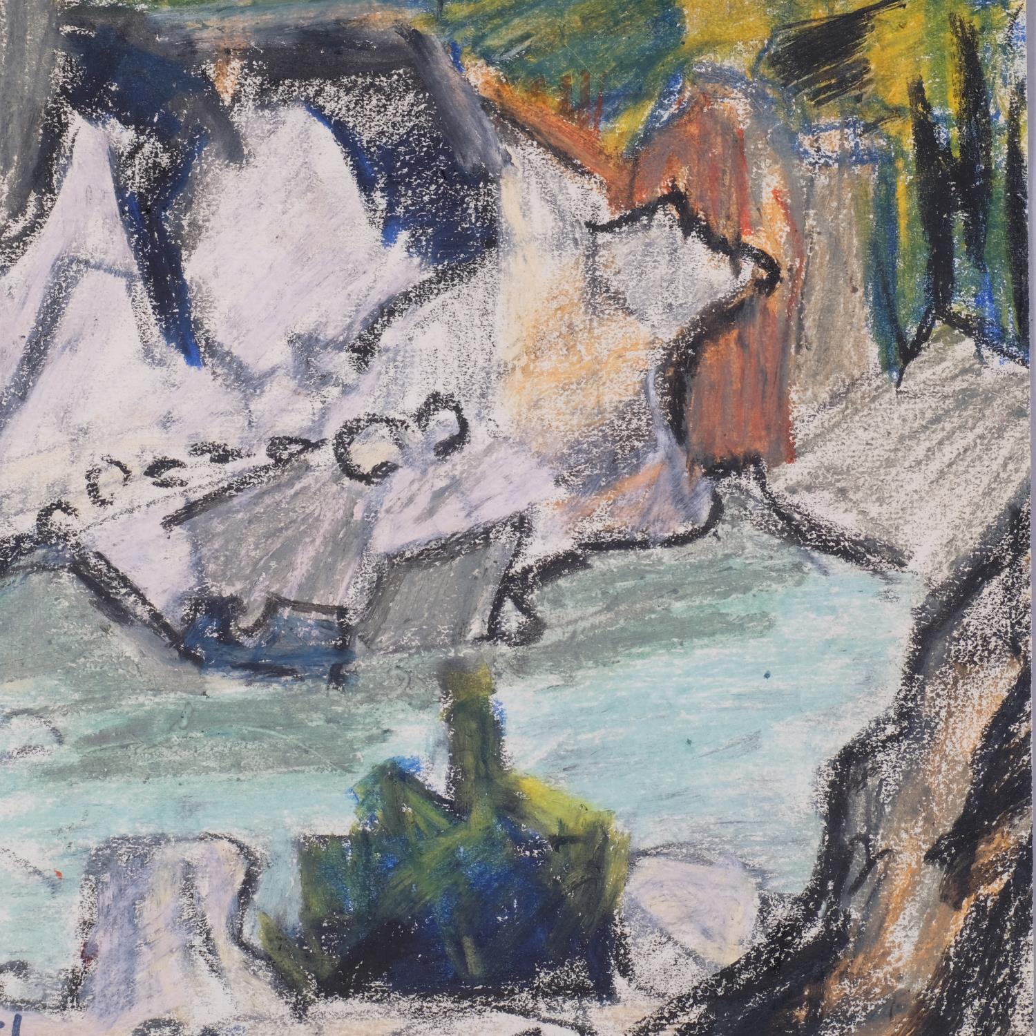 Lucie Rivel (1910 - 1991), abstract composition, mixed media on paper, signed, 22cm x 27cm, unframed - Image 2 of 4