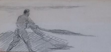 Henri Edmond Cross (1856 - 1910), 2 pencil drawings, cat studies, 13cm x 9.5cm, and fishermen,
