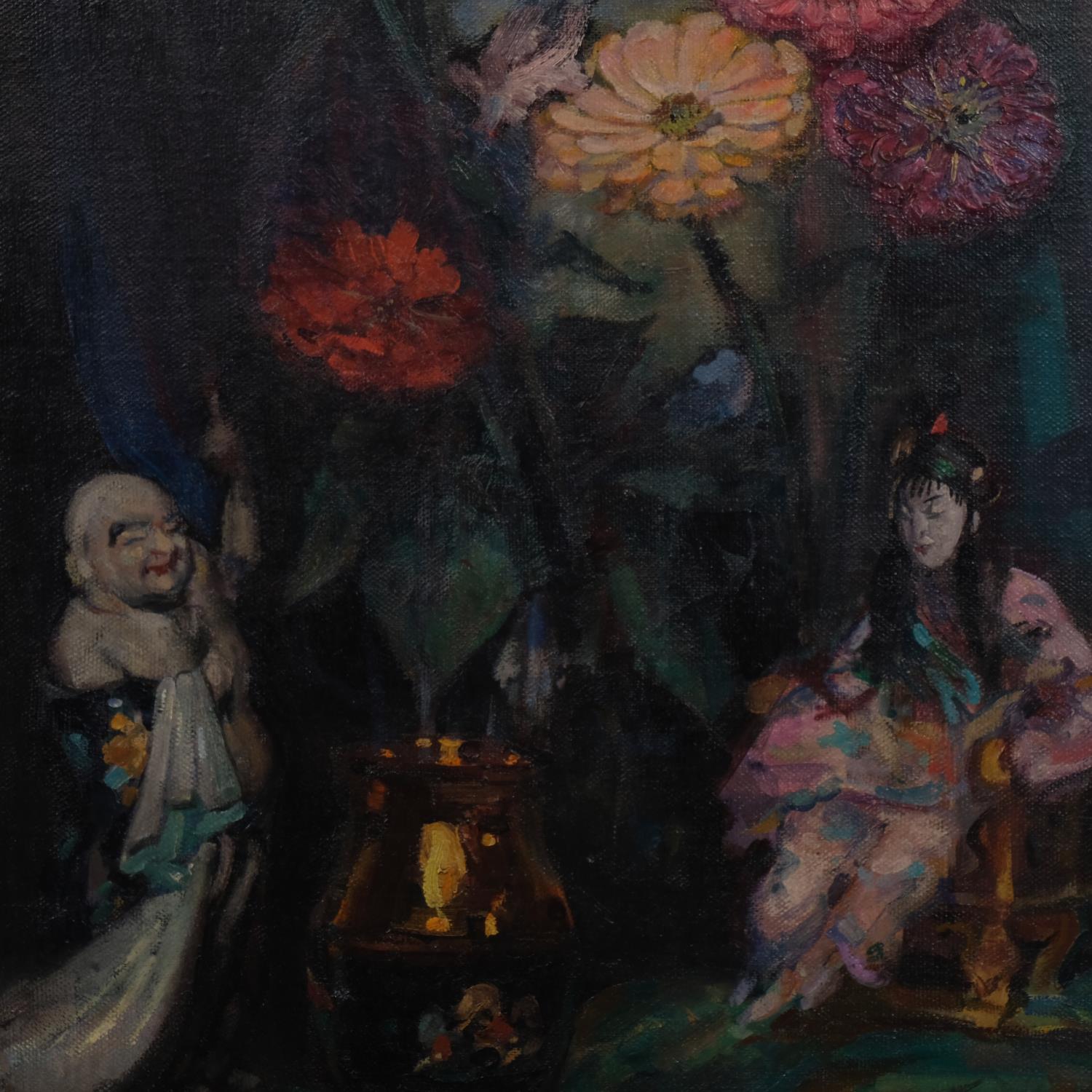 John Henry Amshewitz (1882 - 1942), The Magician (still life), oil on canvas, signed, titled on - Image 2 of 4