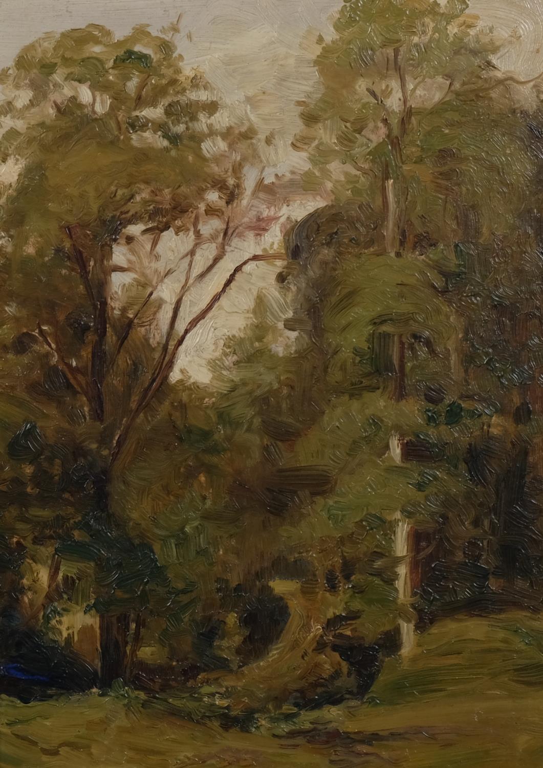 Impressionist woodland scene, mid-20th century oil on board, unsigned, 29cm x 21cm, framed Good - Image 2 of 4