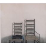 Kyu-Baik Hwang (born 1932), Two Chairs, coloured etching, artist's proof, signed in pencil, plate