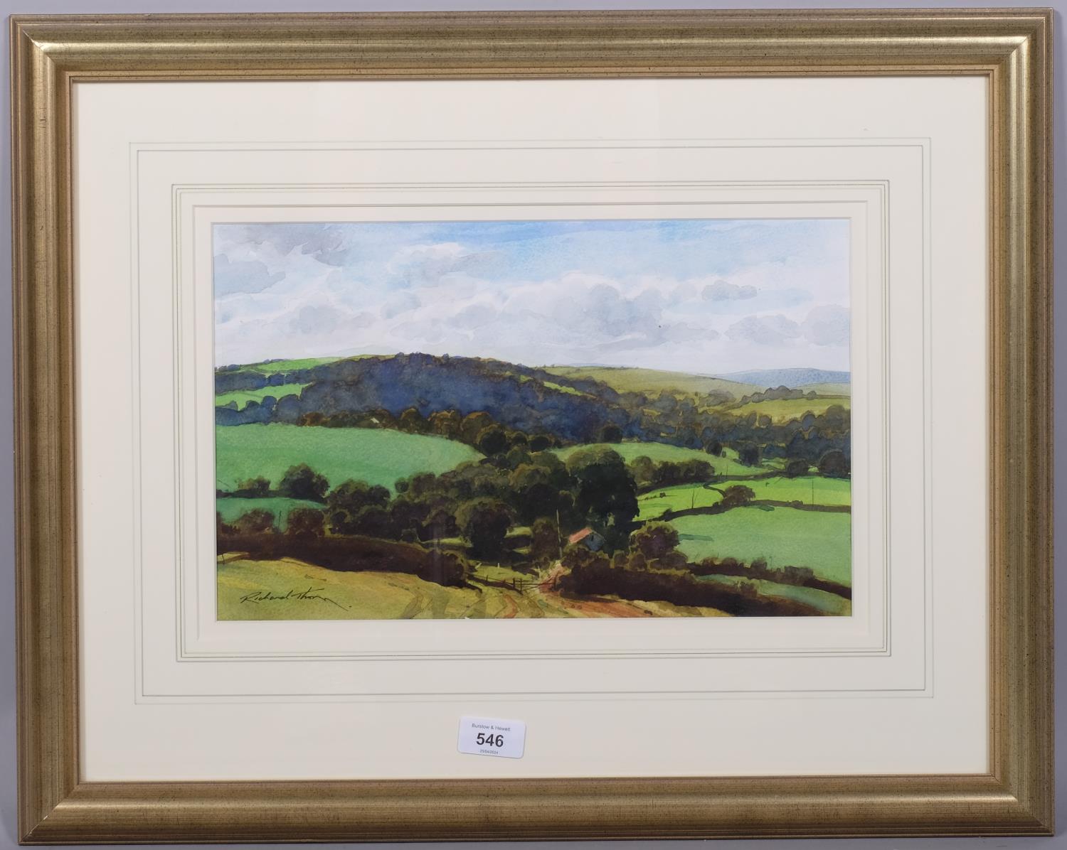 Richard Thorn, Devon landscape, watercolour, signed, 23cm x 37cm, framed Good condition - Image 2 of 4