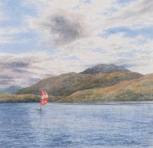 Felicity Flutter, 3 lake scenes, watercolours, signed, largest 27cm x 12cm, framed (3) Good