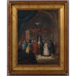 Circle of Eugenio Lucas y Villaamil (1858 - 1918), wedding ceremony, oil on wood panel, indistinctly