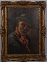 D Jacobs, portrait of a man, mid-20th century oil on board, signed, 58cm x 38cm, framed Good