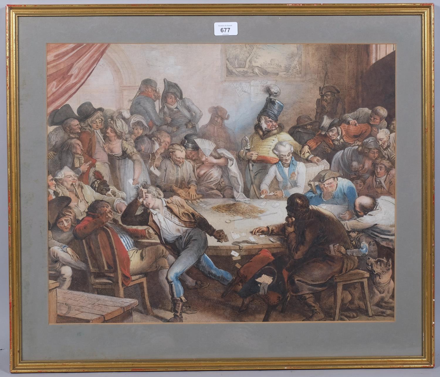 Johann Heinrich Ramberg (1763 - 1840), The Lost Game, hand coloured etching, signed in the plate and - Image 2 of 4