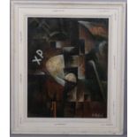 Abstract composition, contemporary oil on canvas, 50cm x 38cm, framed Good condition