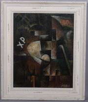 Abstract composition, contemporary oil on canvas, 50cm x 38cm, framed Good condition