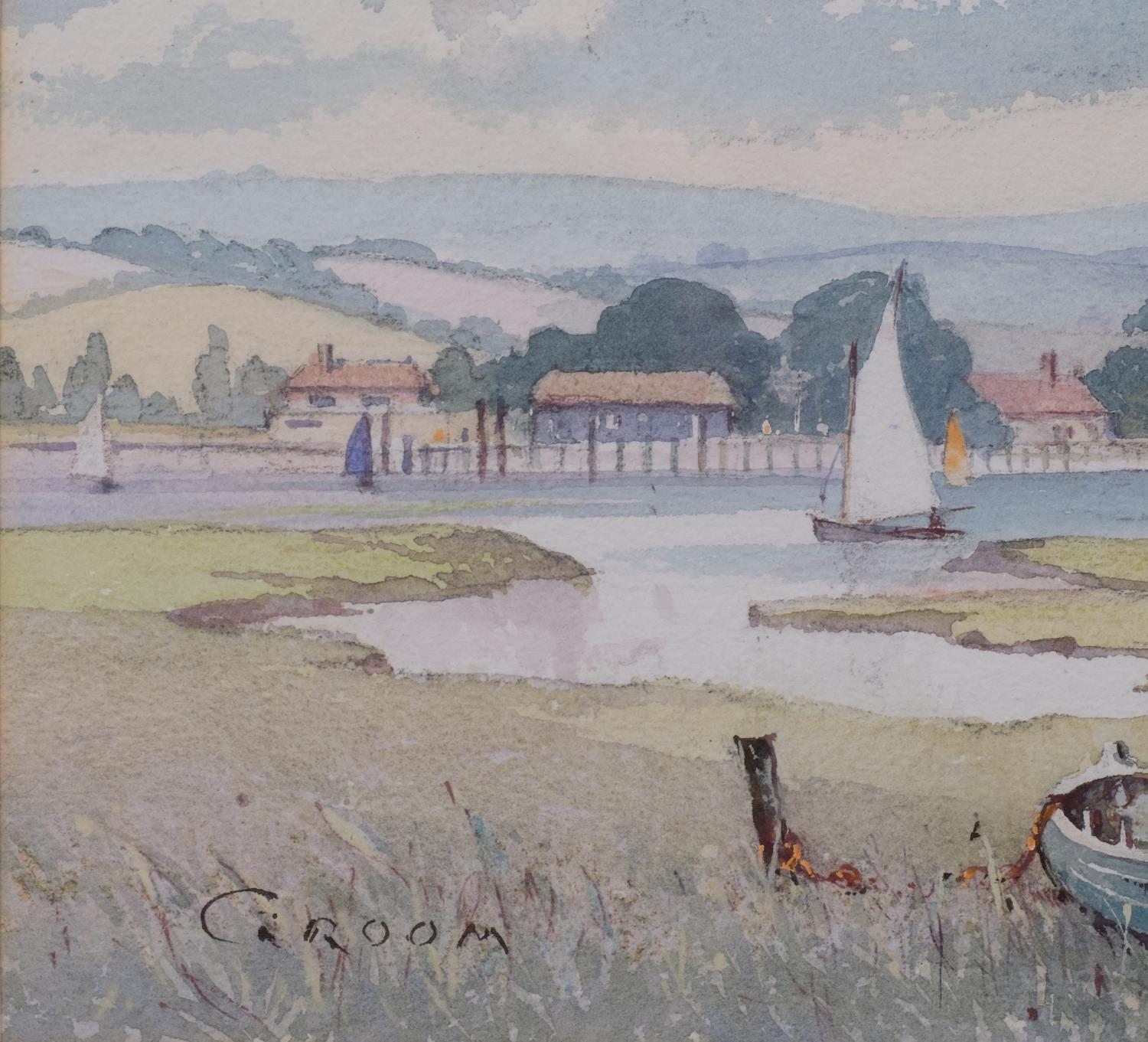 Emerso Harold Groom, Bosham harbour, watercolour, signed, 27cm x 37cm, framed Good condition - Image 3 of 4