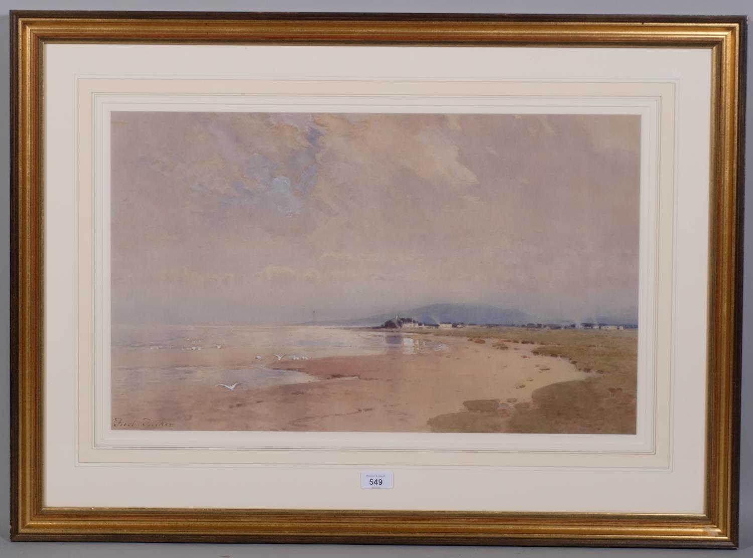 Fred Tucker (active 1860 - 1935), shore scene, Dumfries, watercolour, signed with original label - Image 2 of 4