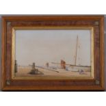 19th century Danish School, beached fishing boats, pair of watercolours, unsigned, 10.5cm x 17cm,