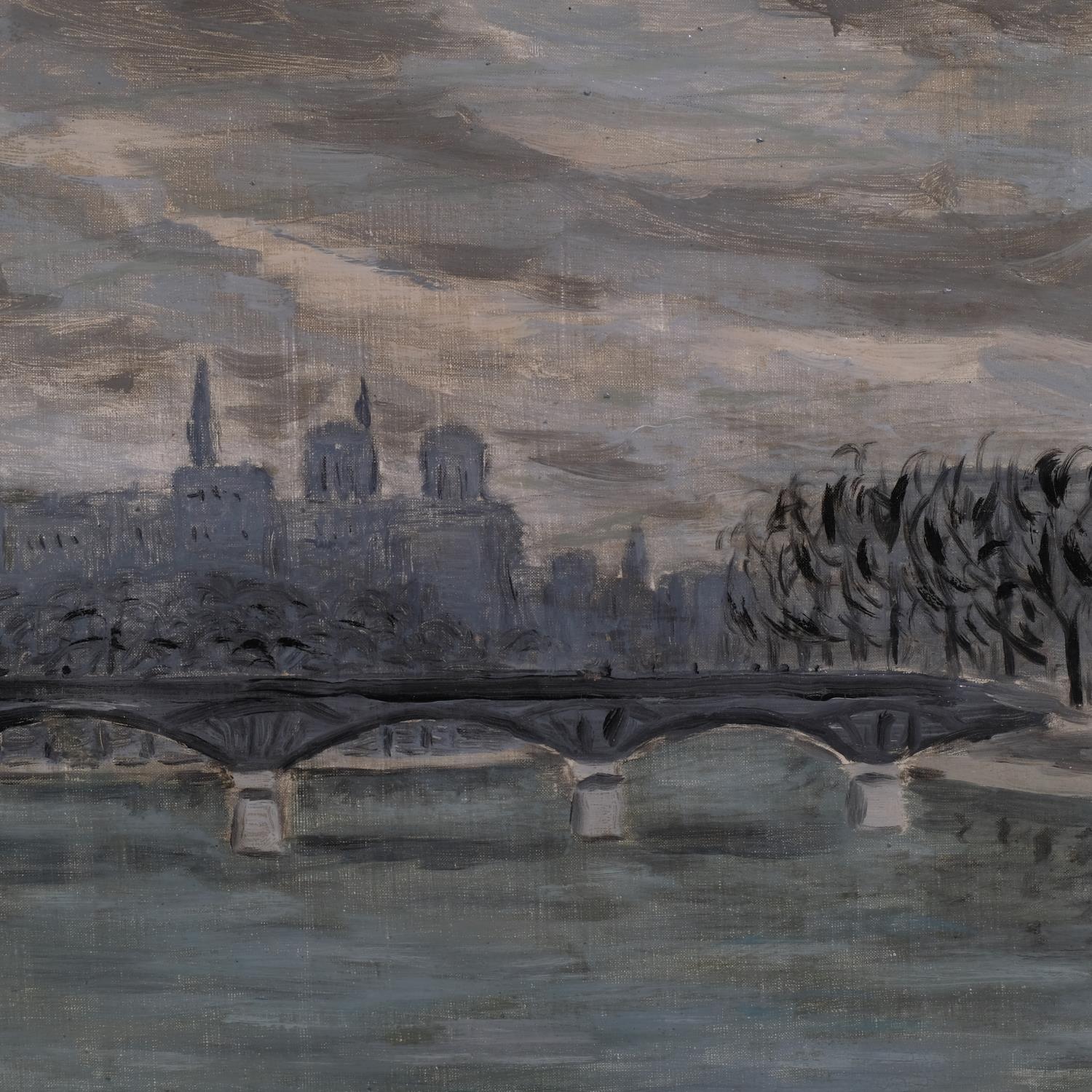Lelia Caetani (1913 - 1977), the Seine, oil on canvas, 46cm x 55cm, framed, provenance: Alex - Image 2 of 4