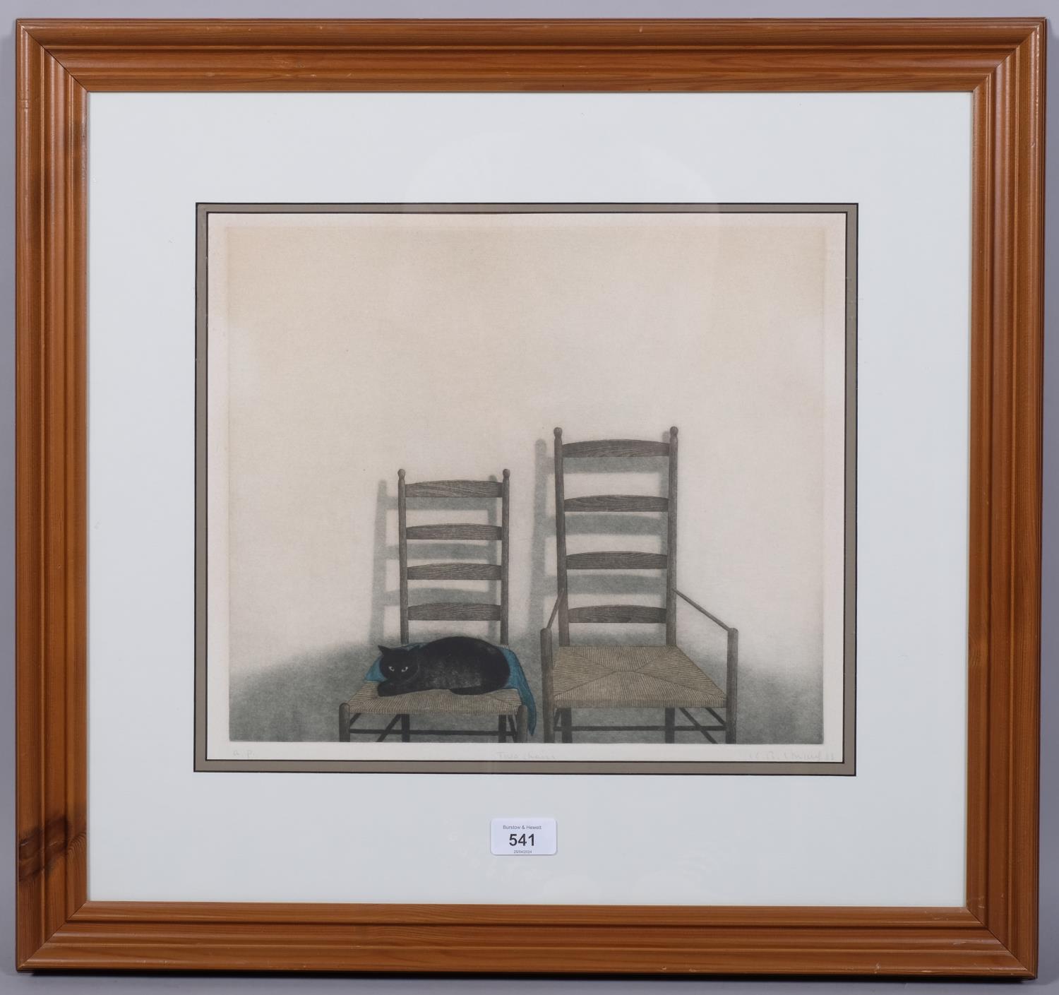 Kyu-Baik Hwang (born 1932), Two Chairs, coloured etching, artist's proof, signed in pencil, plate - Image 2 of 4