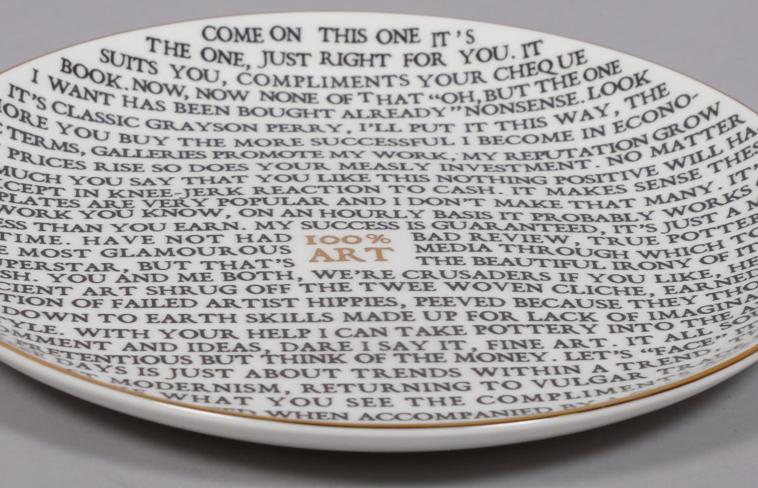 GRAYSON PERRY (b.1960), a 100% Art porcelain plate, 2020, from the edition of an unknown size, - Image 2 of 4