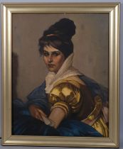 After Cezare Tallone, portrait of a woman, oil on canvas, signed, 62cm x 50cm, framed Good condition