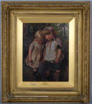 Justus Hill (1848 - 1925), Waifs, oil on board, signed, 30cm x 24cm, framed Good untouched