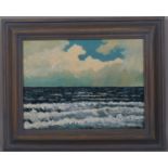 Michael Quirk, Porthminster seascape, oil on canvas, signed verso, 30cm x 41cm, framed Good