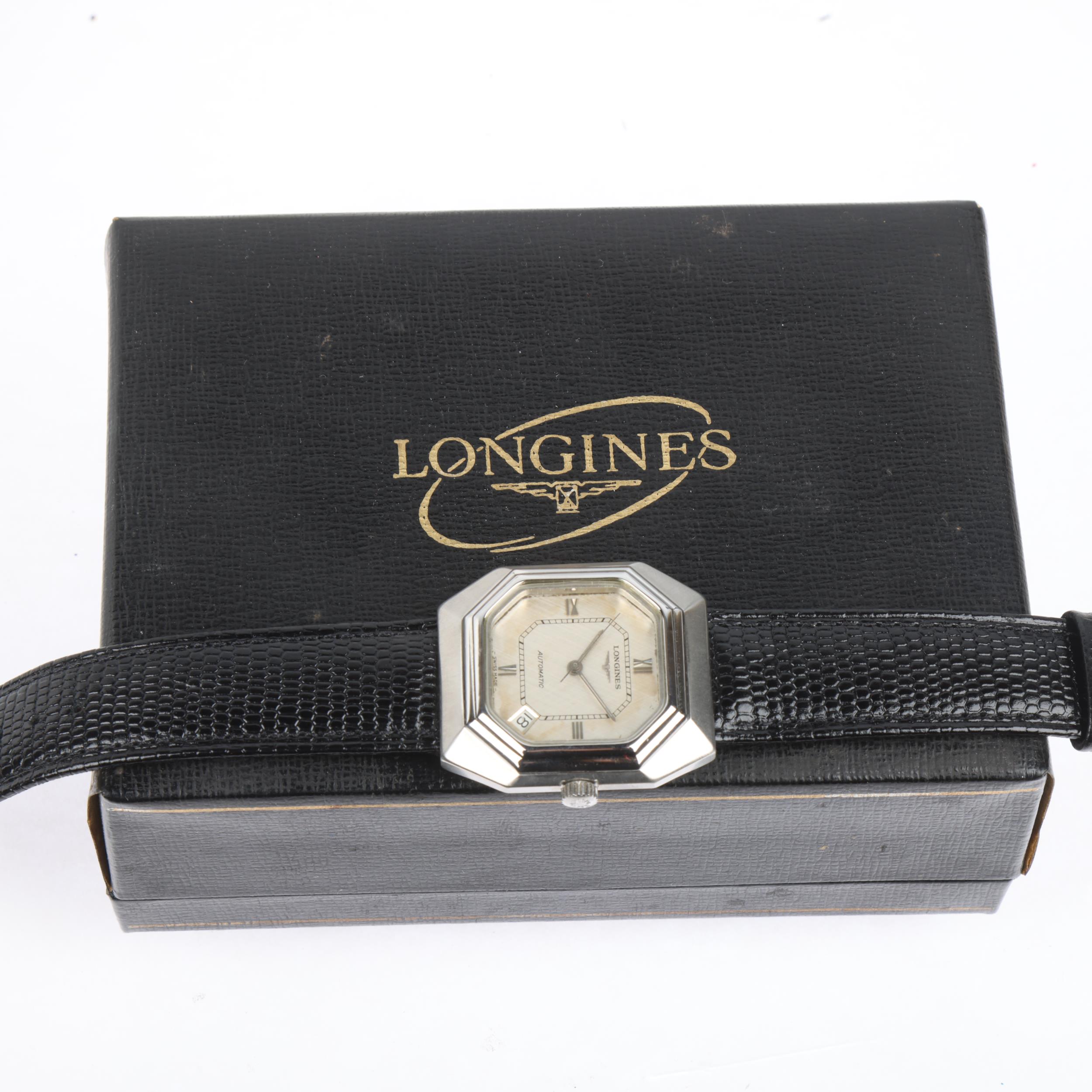 LONGINES - a Vintage stainless steel automatic calendar wristwatch, ref. 4817-4 633, circa 1960s, - Bild 5 aus 5