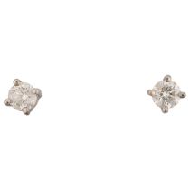 A pair of 0.32ct solitaire diamond earrings, with stud fittings, apparently unmarked settings test