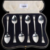 A cased set of 6 George VI silver teaspoons, Angora Silver Plate Co, Sheffield 1939, 12cm, 2.3oz