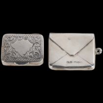 An Edwardian miniature silver box, Adie & Lovekin Ltd, Birmingham 1908, and a silver envelope