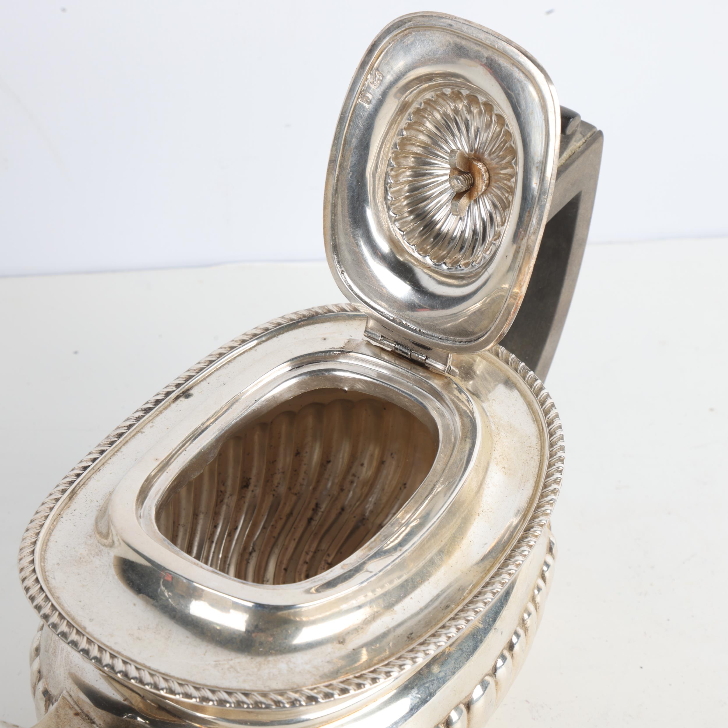 An Edwardian silver bachelor's teapot, William Aitken, Birmingham 1902, oval bulbous form with - Image 3 of 3