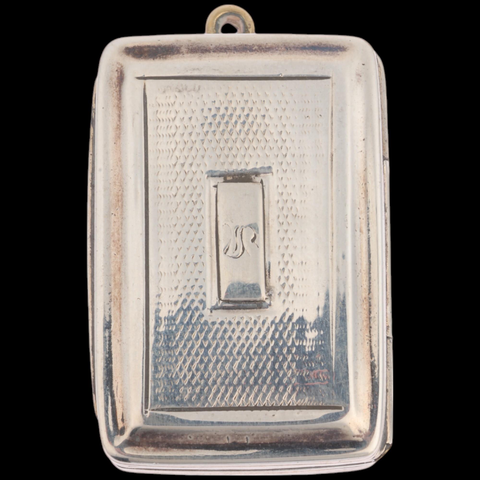 A George IV silver vinaigrette, Francis Clark, Birmingham 1830, rectangular cushion form, with