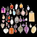 A quantity of silver gem set pendants, 302g gross Lot sold as seen unless specific item(s) requested