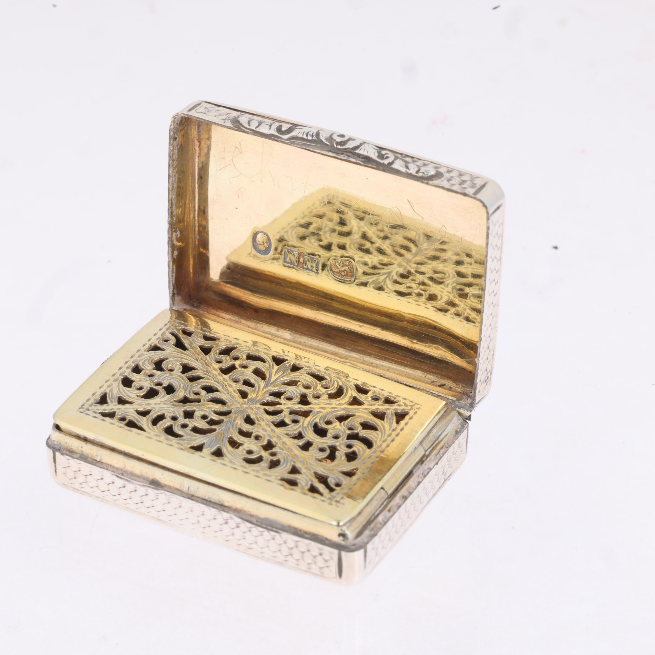 A William IV silver vinaigrette, Nathaniel Mills, no date letter, rectangular form, with allover - Image 3 of 3