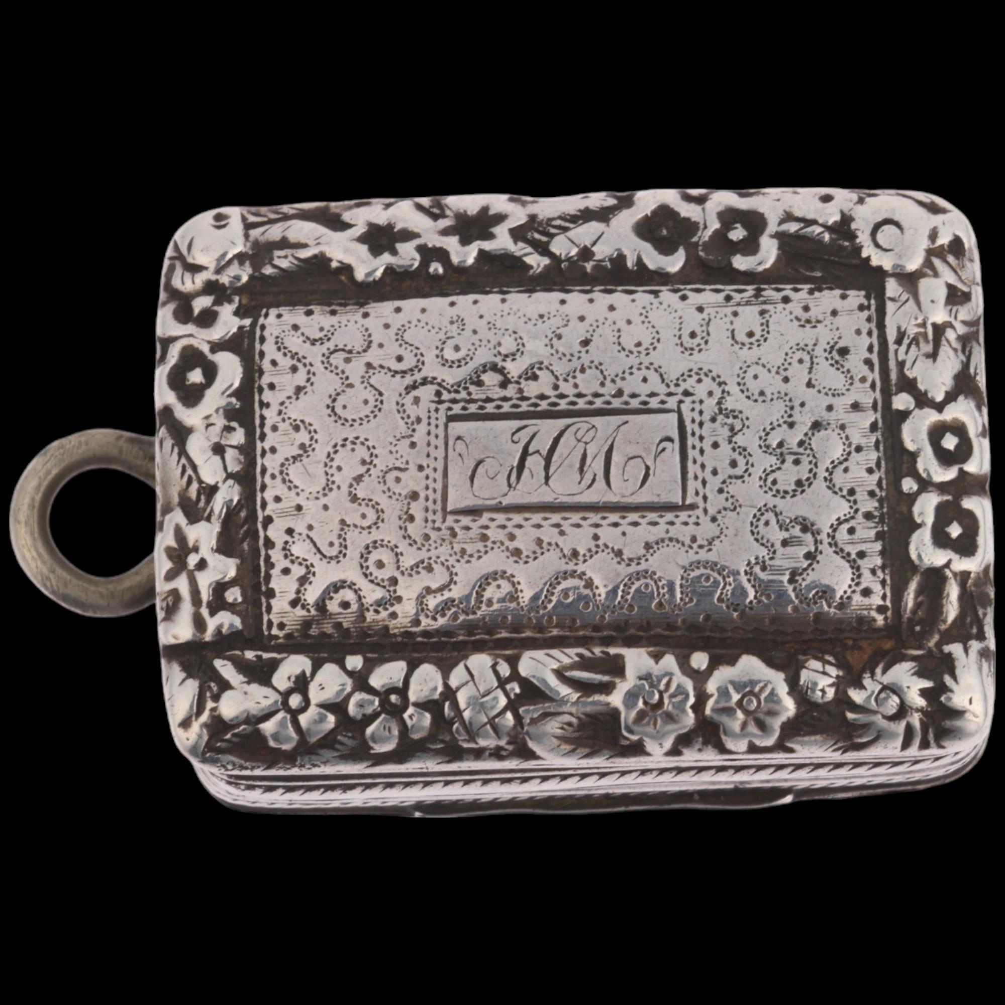 A George IV silver vinaigrette, Thomas & William Simpson, Birmingham 1822, rectangular form, with