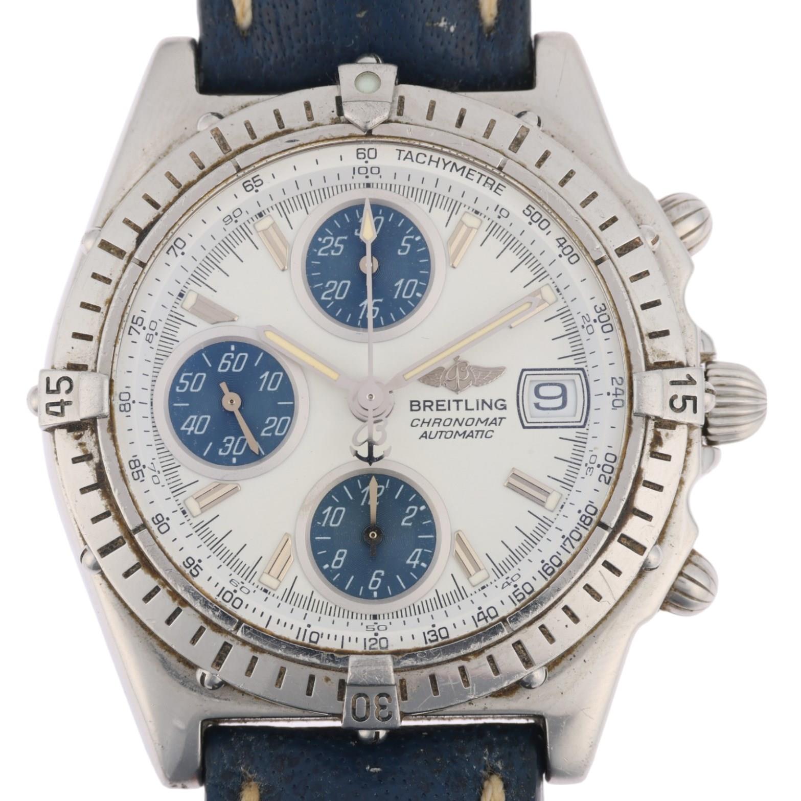 BREITLING - a stainless steel Chronomat automatic chronograph calendar bracelet watch, ref. A13050.