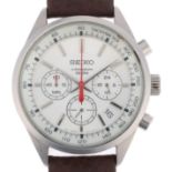 SEIKO - a stainless steel 100M quartz chronograph calendar wristwatch, ref. 6T63-00B0, silvered dial