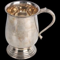 A George VI silver baluster pint mug, Alexander Clark & Co Ltd, Sheffield 1938, 13cm, 11.6oz Body