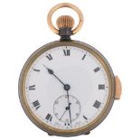 An early 20th century gunmetal quarter repeater open-face keyless pocket watch, white enamel dial
