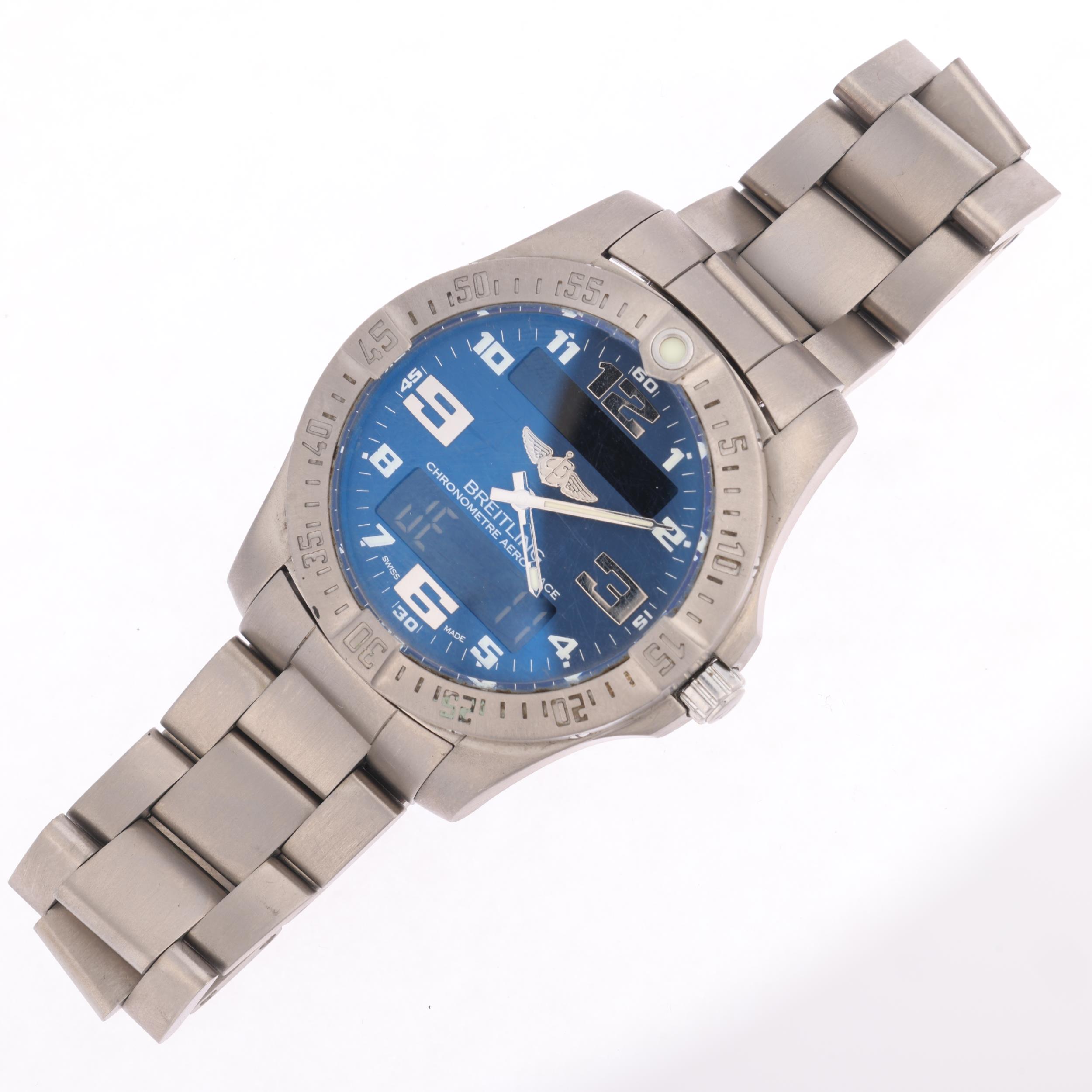 BREITLING - a titanium Aerospace EVO electronic digital wristwatch, ref. E79363, blue dial with - Image 2 of 5